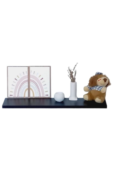 yankı-byeg 80 Cm Siyah Mdf Uçan Duvar Rafı Gizli Bağlantı Kitaplık