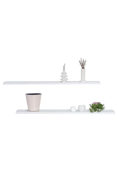 yankı-byeg 70 Cm İkili Beyaz Mdf Uçan Duvar Rafı Gizli Bağlantı Kitaplık