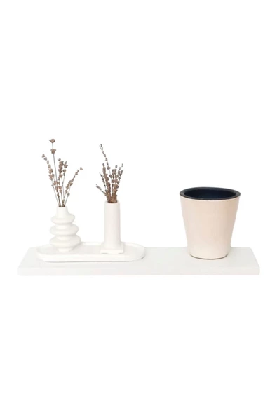 yankı-byeg 40 Cm Beyaz Mdf Uçan Duvar Rafı Gizli Bağlantı Kitaplık