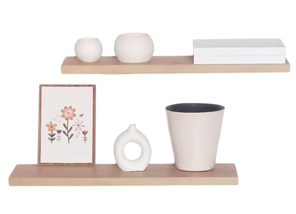 yankı-byeg 50 Cm 60 Cm İkili Safir Meşe Uçan Duvar Rafı Gizli Bağlantı Kitaplık