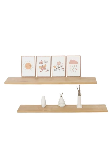 yankı-byeg 100 Cm İkili Safir Meşe Mdf Uçan Duvar Rafı Gizli Bağlantı Kitaplık