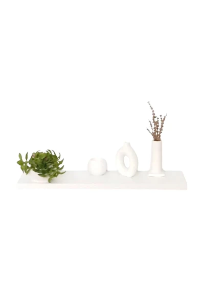 yankı-byeg 50 Cm Beyaz Mdf Uçan Duvar Rafı Gizli Bağlantı Kitaplık