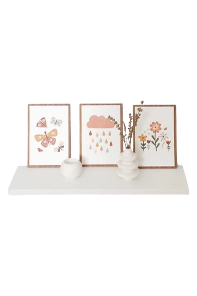 yankı-byeg 60 Cm Beyaz Mdf Uçan Duvar Rafı Gizli Bağlantı Kitaplık