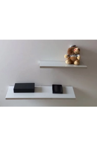 yankı-byeg 60 Cm 40 Cm İkili Açık Gri Mdf Uçan Duvar Rafı Gizli Bağlantı Kitaplık