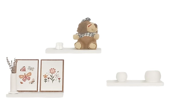 yankı-byeg 30 Cm Beyaz Üçlü Mdf Uçan Duvar Rafı Gizli Bağlantı Kitaplık