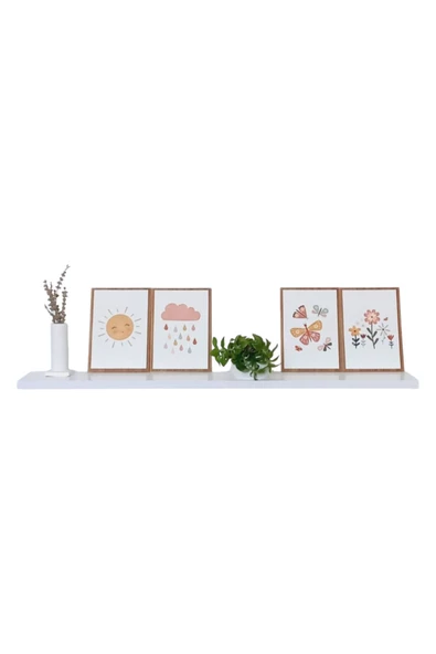 yankı-byeg 100 Cm Beyaz Mdf Uçan Duvar Rafı Gizli Bağlantı Kitaplık