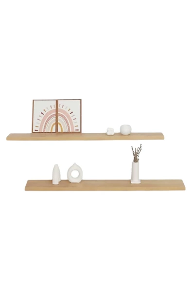 yankı-byeg 80 Cm İkili Safir Meşe Mdf Uçan Duvar Rafı Gizli Bağlantı Kitaplık