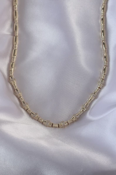 Vip Seri Pirinç Gold Renk Zirkon Taş Detaylı Serenay Kolyesi - TJ-BKO8841 - 3