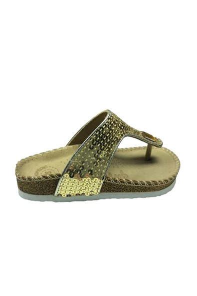 OrtopedikAL 1005 Patik Kız Çocuk Dore Pullu Terlik Parmak Arası Abiye Taşlı - 2