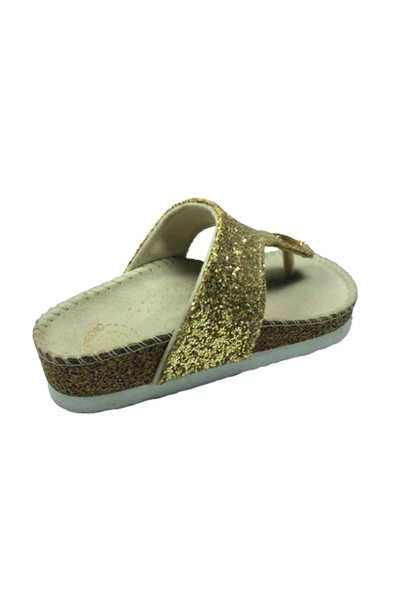 OrtopedikAL 1005 Patik Kız Çocuk Dore Havyar Terlik Parmak Arası Abiye Taşlı - 4