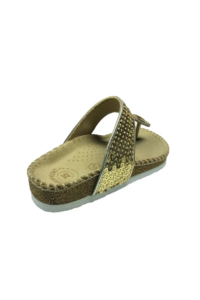 OrtopedikAL 1005 Patik Kız Çocuk Dore Pullu Terlik Parmak Arası Abiye Taşlı - 4