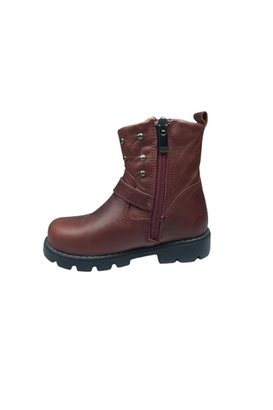 OrtopedikAL Kız Çocuk Bot Bordo Troklu % 100 Deri Ortopedik Anatomik 2143 Klt - 3