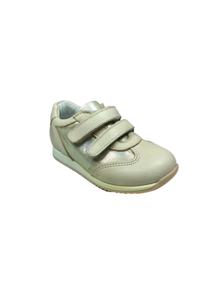 OrtopedikAL 1005 CC Bebe Kız Çocuk Spor Ayakkabı Pudra Simli Cırtlı % 100 Hakiki Deri