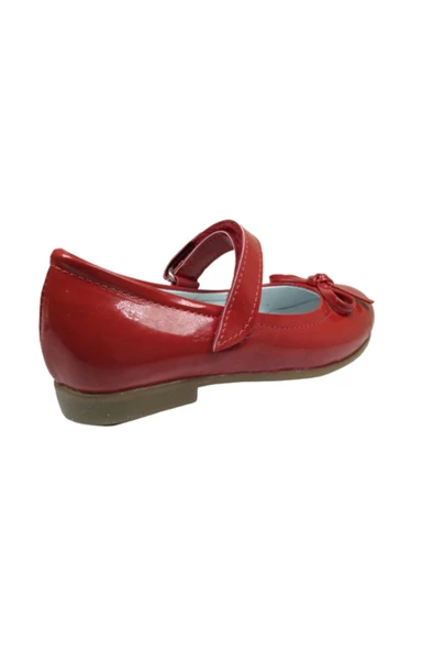 OrtopedikAL 1010 Patik Kırmızı Rugan Bıyık Fiyonk Kız Çocuk Babet Ayakkabı Içi % 100 Deri - 4