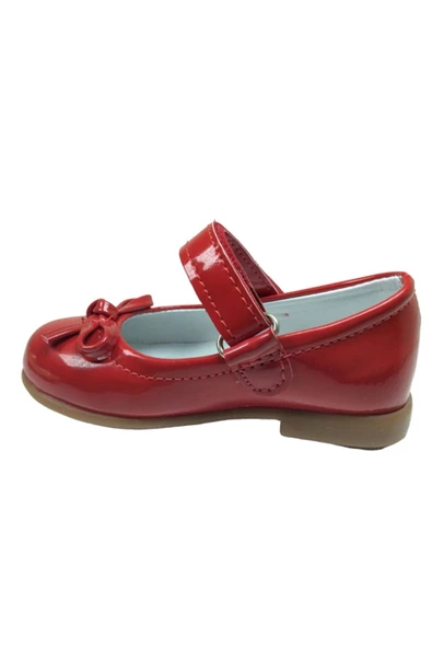 OrtopedikAL 1010 Ilkadım Kırmızı Rugan Bıyık Fiyonk Kız Çocuk Babet Ayakkabı Içi % 100 Deri Abiye - 3