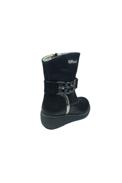 OrtopedikAL Kız Çocuk Bot Siyah Zincirli % 100 Deri Ortopedik Anatomik - 5