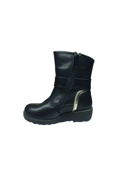 OrtopedikAL Kız Çocuk Bot Siyah Zincirli % 100 Deri Ortopedik Anatomik - 3