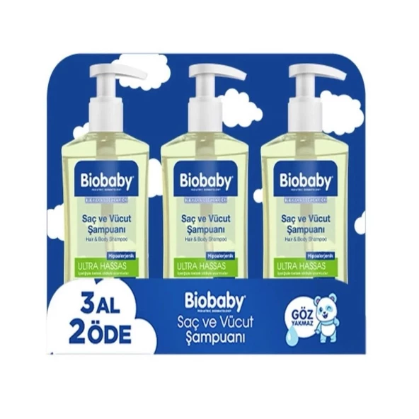 Biobaby Bebekler & Çocuklar İçin Saç ve Vücut Şampuanı 3 Al 2 Öde 3 x 500 ml