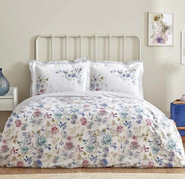 Karaca Home Floral Lila %100 Pamuk Tek Kişilik Nevresim Takımı
