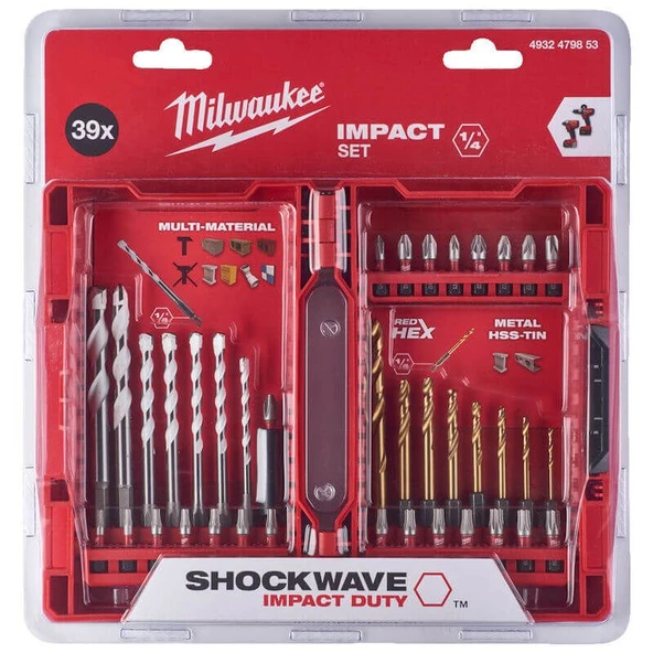 Milwaukee Darbeli Tornavida Matkap Ucu Seti 39 Parça 4932479853 - 2