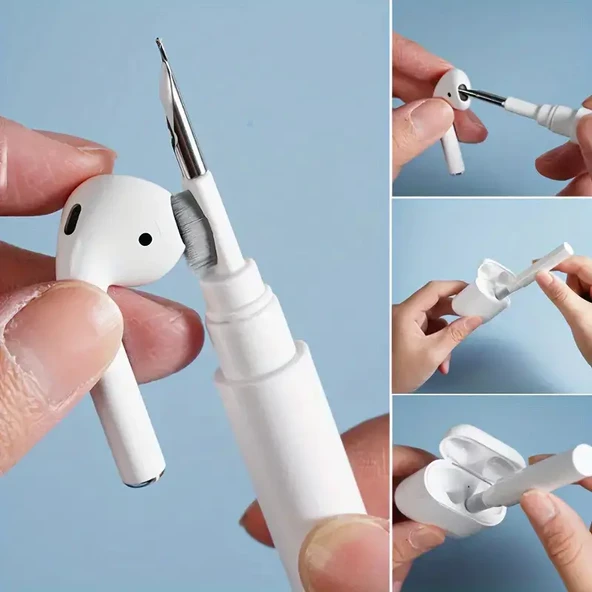 Çift Başlıklı Temizleme Kalem Seti - AirPods, Kablosuz Cihazlar ve Dizüstü Bilgisayarlar için - 4