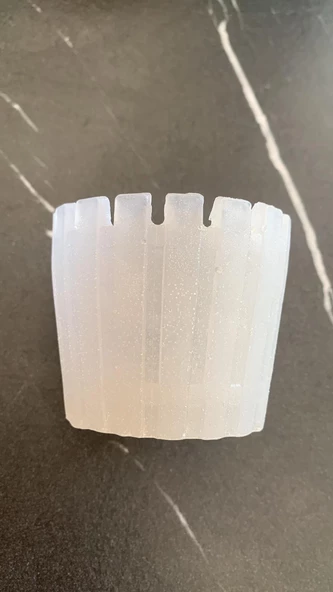 Parlak Sedefli Beyaz Gri Renkli Tırtıklı Sukulent Epoksi Saksı El Yapımı Hediyelik - 6