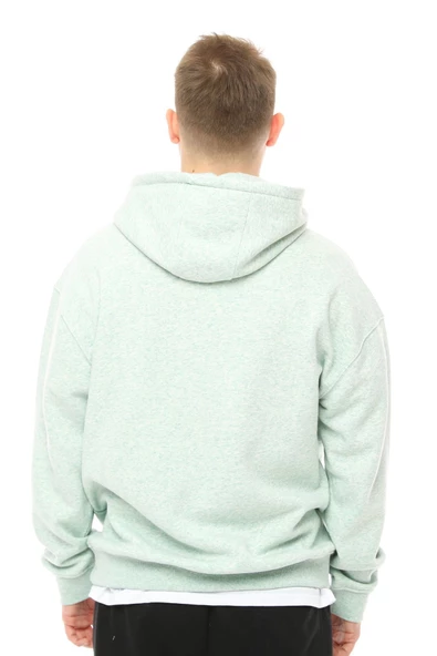 Erkek Oversize Kapüşonlu Sweatshirt Mavi Melanj - 12