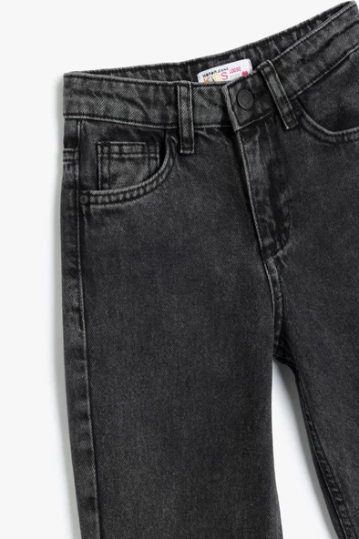 Koton Kız Çocuk Kot Pantolon Beli ve Paçası Lastikli Pamuklu - Jegging Jean - 3