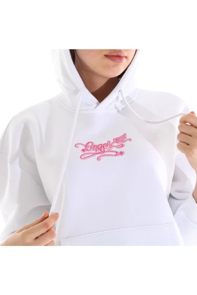 Kadın Nakış Detaylı Kapüşonlu Sweatshırt - 7