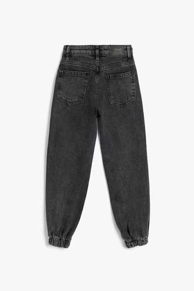 Koton Kız Çocuk Kot Pantolon Beli ve Paçası Lastikli Pamuklu - Jegging Jean - 2