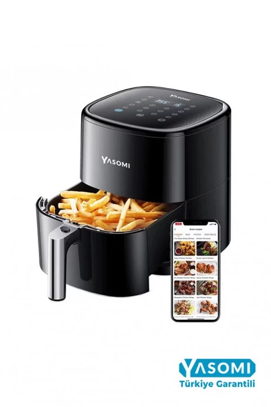 Yasomi Y22 Siyah Airfryer 1500W 5Lt Akıllı Fritöz (Yasomi Türkiye Garantili)