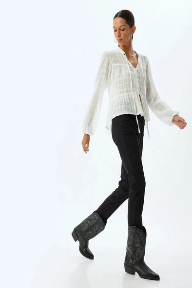 Koton Yüksek Bel Kot Pantolon Skinny Fit Düğmeli Pamuklu - Skinny Push Up Fit Jean