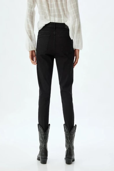 Koton Yüksek Bel Kot Pantolon Skinny Fit Düğmeli Pamuklu - Skinny Push Up Fit Jean - 4