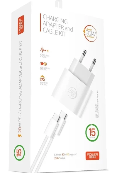 POWERWAY 20w TYPE-C / TYP-C Hızlı Şarj Seti Orjinal Muadil