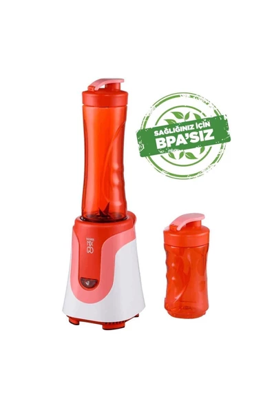 Vestel   Mix&go Kişisel Smothie Blender, Kırmızı (300 W, 1 ADET 600 ML ŞİŞE VE 1 ADET 300 ML ŞİŞE) - Resim 3