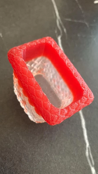 Şeffaf Ve Kırmızı Renkli Tırtıklı Kaktüs Sukulent Epoksi Saksı El Yapımı Hediyelik - 4