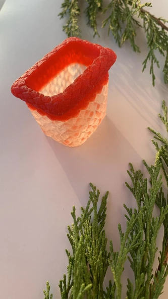 Şeffaf Ve Kırmızı Renkli Tırtıklı Kaktüs Sukulent Epoksi Saksı El Yapımı Hediyelik - 5