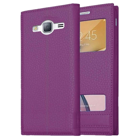 Samsung Galaxy J3 Uyumlu Pencereli Kapaklı Magnum Kılıf - Resim 2