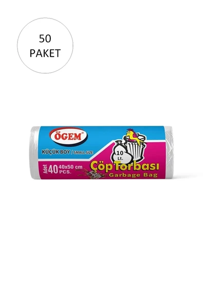 Küçük Boy Çöp Torbası 40 x 50 cm 40 Lı Rulo x 50 Paket = 2.000 Adet (faf)