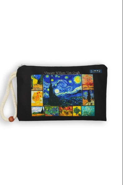 Vincent Willem van Gogh Eserleri Desenli Kalem Kutusu Yıkanabilir Bez Kalemlik - 3