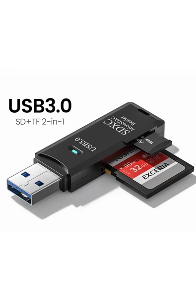 The Wlue 2in1 USB 3.0 Micro SD Hafıza Kartı - TF Kart Okuyucu HUB Adaptör Veri Aktarıcı