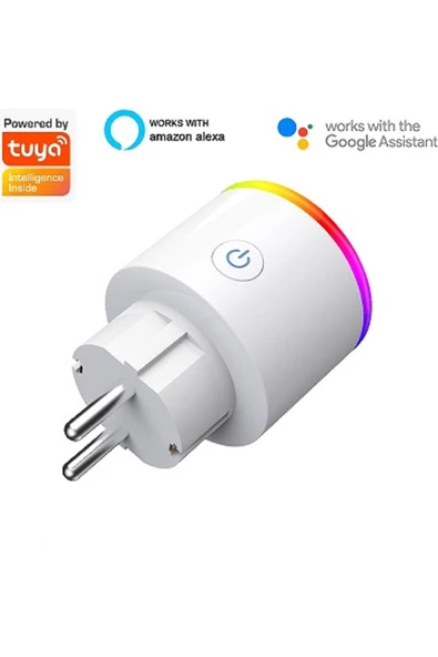 The Wlue RGB Işıklı Akım Korumalı 2.4G Wifi Akıllı Priz 16A TUYA Destekli APP Kontrol Smart Plug