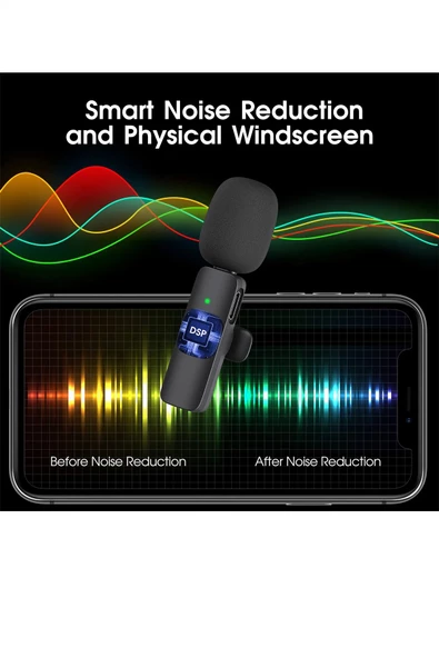 The Wlue Type-C Girişli Telefon Uyumlu Kablosuz Mikrofon Bluetooth Röportaj  - Yayıncı - Yaka Mikrofonu - 7