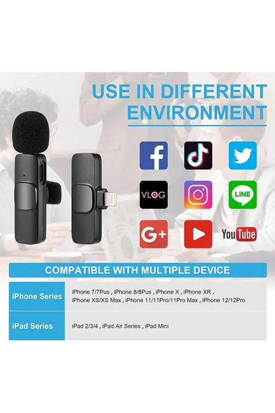 The Wlue Type-C Girişli Telefon Uyumlu Kablosuz Mikrofon Bluetooth Röportaj  - Yayıncı - Yaka Mikrofonu - 3