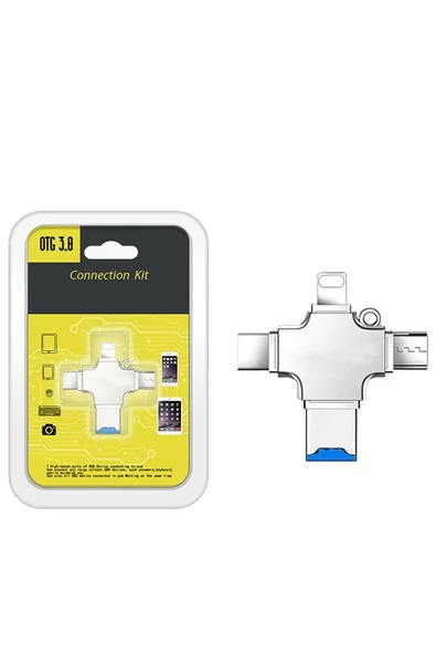 The Wlue 4in1 OTG USB 3.0 - Micro USB - Type-C - Lightning - Micro SD (TF) Kart Okuyucu Çevirici Adaptör