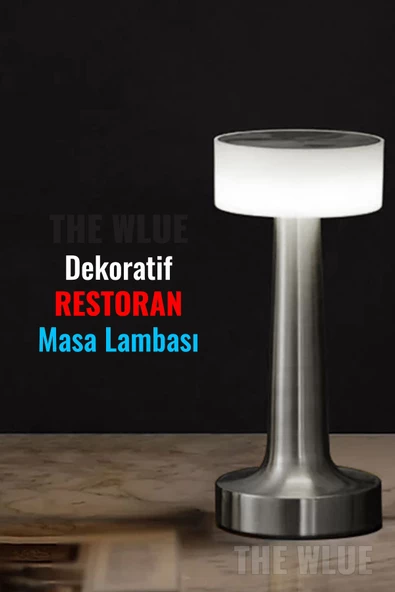 The Wlue Şarjlı Dokunmatik Metal Restoran Masa ve Gece Lambası Yemek Işığı Ayarlanabilir Parlaklık