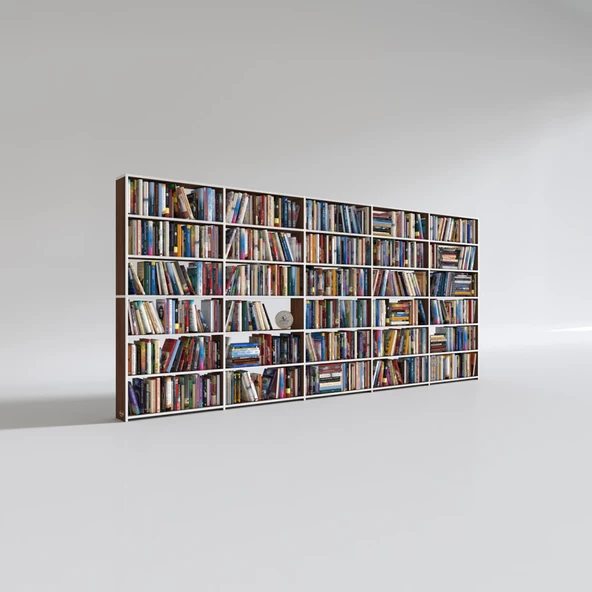 Kenzlife kitaplık süper ga cvz 180*400*19 6 katlı 5 bölme çift bölme opsiyonlu ofis mutfak banyo dolabı arkalıksız - Resim 2