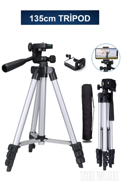 The Wlue Profesyonel Outdoor Tripod 135cm Tüm DSLR Kameralarla Uyumlu Video Fotoğraf Çekim Tripod