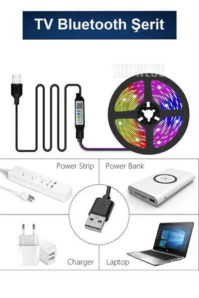 The Wlue TV Arkası USB RGB LED Şerit Telefon APP Kontrollü Ambians LED Şerit