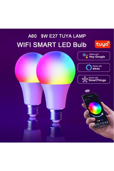 The Wlue RGB Wifi Akıllı Ampül App Kontrol 9W E27 Duy 2700k-6500k 900 Lümen Tuya Destekli